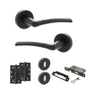 STATUS Indiana Door Handle Pack (3 Lever Lock Set - 3" CE Sashlock, 4" Slim Knuckle Hinges x2) - Matt Black - ADPS33RMB19 - Choice Handles