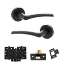 STATUS Indiana Door Handle Pack (Latch Set - 3" CE Latch, 4" Fire Rated Hinges x3) - Matt Black - ADPS33RMB4 - Choice Handles