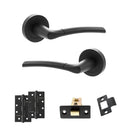 STATUS Indiana Door Handle Pack (Latch Set - 3" CE Latch, 4" Slim Knuckle Hinges x2) - Matt Black - ADPS33RMB6 - Choice Handles