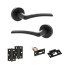 STATUS Indiana Door Handle Pack (Latch Set - 2.5" Latch, 3" Hinges x2) - Matt Black - ADPS33RMB7 - Choice Handles