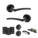 STATUS Indiana Door Handle Pack (Bathroom Set - 3" CE Bathroom Lock, 3" Fire Rated Hinges x3) - Matt Black - ADPS33RMB9 - Choice Handles