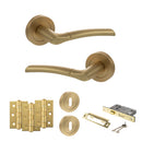 STATUS Indiana Door Handle Pack (3 Lever Lock Set - 3" CE Sashlock, 3" Fire Rated Hinges x3) - Satin Brass - ADPS33RSB15 - Choice Handles