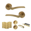 STATUS Indiana Door Handle Pack (Bathroom Set - 2.5" CE Bathroom Lock, 3" Fire Rated Hinges x3) - Satin Brass - ADPS33RSB8 - Choice Handles
