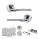 STATUS Indiana Door Handle Pack (Bathroom Set - 3" CE Bathroom Lock, 4" Fire Rated Hinges x3) - Satin Chrome/Polished Chrome - ADPS33RSCPC11 - Choice Handles