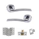STATUS Indiana Door Handle Pack (Latch Set - 3" CE Latch, 3" Fire Rated Hinges x3) - Satin Chrome/Polished Chrome - ADPS33RSCPC2 - Choice Handles