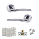 STATUS Indiana Door Handle Pack (Latch Set - 2.5" CE Latch, 4" Fire Rated Hinges x3) - Satin Chrome/Polished Chrome - ADPS33RSCPC3 - Choice Handles