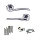 STATUS Indiana Door Handle Pack (Latch Set - 2.5" Latch, 3" Hinges x2) - Satin Chrome/Polished Chrome - ADPS33RSCPC7 - Choice Handles