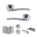 STATUS Indiana Door Handle Pack (Bathroom Set - 2.5" CE Bathroom Lock, 3" Fire Rated Hinges x3) - Satin Chrome/Polished Chrome - ADPS33RSCPC8 - Choice Handles