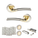 STATUS Indiana Door Handle Pack (3 Lever Lock Set - 3" CE Sashlock, 4" Fire Rated Hinges x3) - Satin Nickel/Polished Brass - ADPS33RSNBP17 - Choice Handles