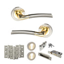 STATUS Indiana Door Handle Pack (Euro Lock Set - 3" CE Sashlock, 3" Fire Rated Hinges x3) - Satin Nickel/Polished Brass - ADPS33RSNBP21 - Choice Handles