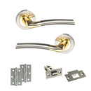 STATUS Indiana Door Handle Pack (Latch Set - 2.5" Latch, 3" Hinges x2) - Satin Nickel/Polished Brass - ADPS33RSNBP7 - Choice Handles