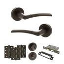 STATUS Indiana Door Handle Pack (Bathroom Set - 3" CE Bathroom Lock, 4" Fire Rated Hinges x3) - Urban Dark Bronze - ADPS33RUDB11 - Choice Handles