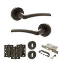 STATUS Indiana Door Handle Pack (3 Lever Lock Set - 3" CE Sashlock, 4" Fire Rated Hinges x3) - Urban Dark Bronze - ADPS33RUDB17 - Choice Handles