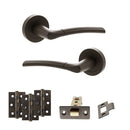 STATUS Indiana Door Handle Pack (Latch Set - 3" CE Latch, 3" Fire Rated Hinges x3) - Urban Dark Bronze - ADPS33RUDB2 - Choice Handles