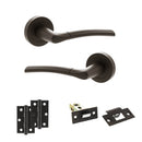 STATUS Indiana Door Handle Pack (Latch Set - 2.5" Latch, 3" Hinges x2) - Urban Dark Bronze - ADPS33RUDB7 - Choice Handles