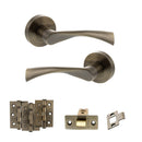 STATUS Colorado Door Handle Pack (Latch Set - 2.5" CE Latch, 3" Fire Rated Hinges x3) - Antique Brass - ADPS34RAB1 - Choice Handles