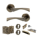 STATUS Colorado Door Handle Pack (Euro Lock Set - 3" CE Sashlock, 3" Fire Rated Hinges x3) - Antique Brass - ADPS34RAB21 - Choice Handles