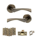 STATUS Colorado Door Handle Pack (Latch Set - 2.5" CE Latch, 4" Fire Rated Hinges x3) - Antique Brass - ADPS34RAB3 - Choice Handles