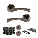STATUS Colorado Door Handle Pack (Bathroom Set - 2.5" CE Bathroom Lock, 4" Fire Rated Hinges x3) - Black Nickel - ADPS34RBN10 - Choice Handles