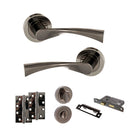 STATUS Colorado Door Handle Pack (Bathroom Set - 2.5" CE Bathroom Lock, 4" Slim Knuckle Hinges x2) - Black Nickel - ADPS34RBN12 - Choice Handles