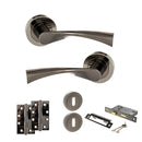 STATUS Colorado Door Handle Pack (3 Lever Lock Set - 3" CE Sashlock, 4" Slim Knuckle Hinges x2) - Black Nickel - ADPS34RBN19 - Choice Handles