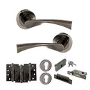 STATUS Colorado Door Handle Pack (Euro Lock Set - 2.5" CE Sashlock, 4" Fire Rated Hinges x3) - Black Nickel - ADPS34RBN22 - Choice Handles