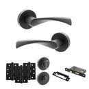 STATUS Colorado Door Handle Pack (Bathroom Set - 2.5" CE Bathroom Lock, 4" Fire Rated Hinges x3) - Matt Black - ADPS34RMB10 - Choice Handles