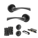 STATUS Colorado Door Handle Pack (Bathroom Set - 3" CE Bathroom Lock, 4" Slim Knuckle Hinges x2) - Matt Black - ADPS34RMB13 - Choice Handles