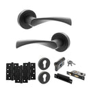 STATUS Colorado Door Handle Pack (Euro Lock Set - 3" CE Sashlock, 4" Fire Rated Hinges x3) - Matt Black - ADPS34RMB23 - Choice Handles