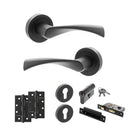 STATUS Colorado Door Handle Pack (Euro Lock Set - 2.5" CE Sashlock, 4" Slim Knuckle Hinges x2) - Matt Black - ADPS34RMB24 - Choice Handles