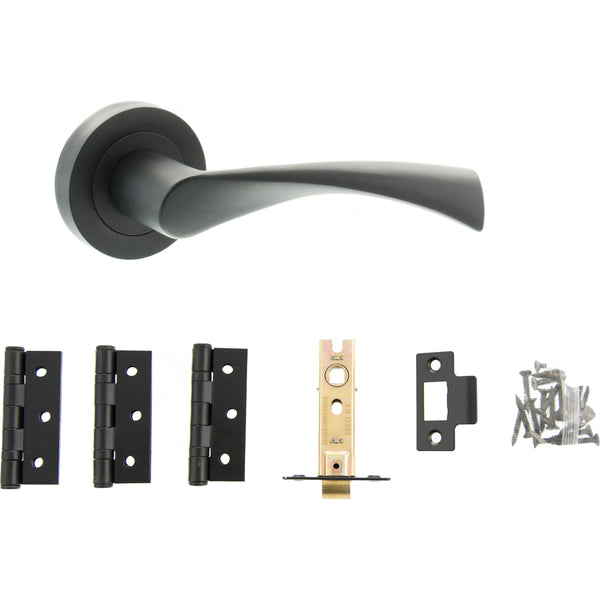 Atlantic Colorado Dorpac (3" Latch, 3"x2" Hingesx3) - Matt Black - ADPS34RMB3 - Choice Handles