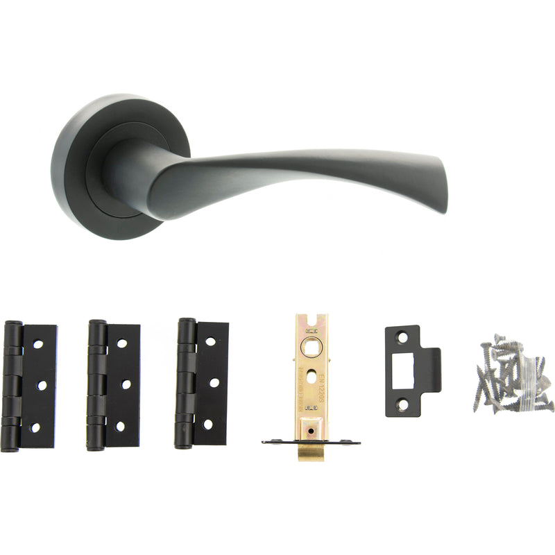 Atlantic Colorado Dorpac (3" Latch, 3"x2" Hingesx3) - Matt Black - ADPS34RMB3 - Choice Handles