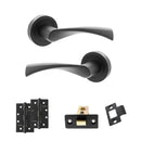 STATUS Colorado Door Handle Pack (Latch Set - 2.5" CE Latch, 4" Slim Knuckle Hinges x2) - Matt Black - ADPS34RMB5 - Choice Handles