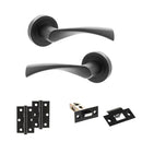 STATUS Colorado Door Handle Pack (Latch Set - 2.5" Latch, 3" Hinges x2) - Matt Black - ADPS34RMB7 - Choice Handles