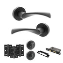 STATUS Colorado Door Handle Pack (Bathroom Set - 2.5" CE Bathroom Lock, 3" Fire Rated Hinges x3) - Matt Black - ADPS34RMB8 - Choice Handles
