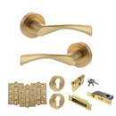 STATUS Colorado Door Handle Pack (Euro Lock Set - 2.5" CE Sashlock, 4" Fire Rated Hinges x3) - Satin Brass - ADPS34RSB22 - Choice Handles