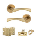 STATUS Colorado Door Handle Pack (Latch Set - 3" CE Latch, 3" Fire Rated Hinges x3) - Satin Brass - ADPS34RSB2 - Choice Handles