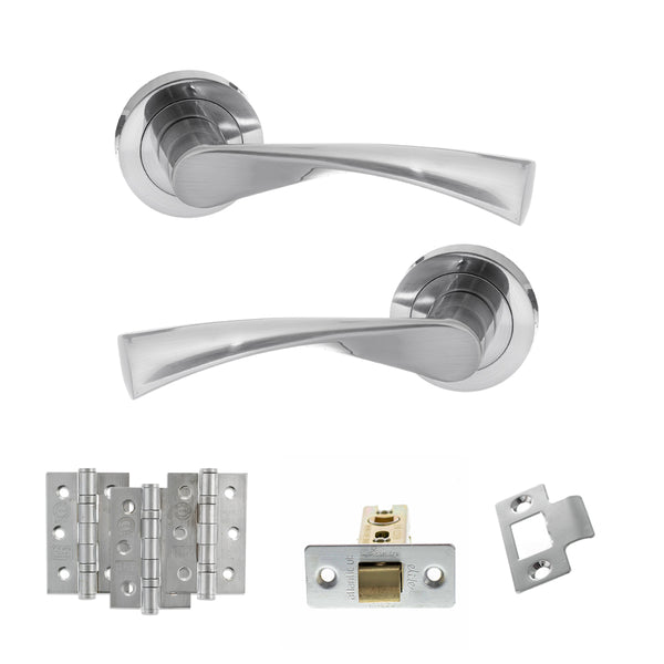 STATUS Colorado Door Handle Pack (Latch Set - 2.5" CE Latch, 3" Fire Rated Hinges x3) - Satin Chrome - ADPS34RSC1 - Choice Handles