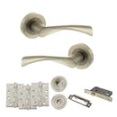 STATUS Colorado Door Handle Pack (Bathroom Set - 2.5" CE Bathroom Lock, 4" Fire Rated Hinges x3) - Satin Nickel - ADPS34RSN10 - Choice Handles