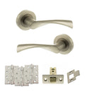 STATUS Colorado Door Handle Pack (Latch Set - 3" CE Latch, 4" Fire Rated Hinges x3) - Satin Nickel - ADPS34RSN4 - Choice Handles