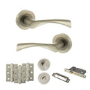 STATUS Colorado Door Handle Pack (Bathroom Set - 3" CE Bathroom Lock, 3" Fire Rated Hinges x3) - Satin Nickel - ADPS34RSN9 - Choice Handles