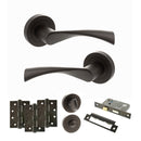 STATUS Colorado Door Handle Pack (Bathroom Set - 2.5" CE Bathroom Lock, 4" Fire Rated Hinges x3) - Urban Dark Bronze - ADPS34RUDB10 - Choice Handles