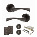 STATUS Colorado Door Handle Pack (3 Lever Lock Set - 2.5" CE Sashlock, 4" Slim Knuckle Hinges x2) - Urban Dark Bronze - ADPS34RUDB18 - Choice Handles