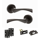STATUS Colorado Door Handle Pack (Latch Set - 2.5" Latch, 3" Hinges x2) - Urban Dark Bronze - ADPS34RUDB7 - Choice Handles