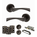 STATUS Colorado Door Handle Pack (Bathroom Set - 2.5" CE Bathroom Lock, 3" Fire Rated Hinges x3) - Urban Dark Bronze - ADPS34RUDB8 - Choice Handles