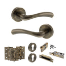 STATUS Texas Door Handle Pack (Euro Lock Set - 2.5" CE Sashlock, 3" Fire Rated Hinges x3) - Antique Brass - ADPS35RAB20 - Choice Handles
