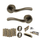 STATUS Texas Door Handle Pack (Euro Lock Set - 2.5" CE Sashlock, 4" Fire Rated Hinges x3) - Antique Brass - ADPS35RAB22 - Choice Handles