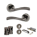 STATUS Texas Door Handle Pack (3 Lever Lock Set - 2.5" CE Sashlock, 4" Slim Knuckle Hinges x2) - Black Nickel - ADPS35RBN18 - Choice Handles