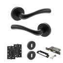 STATUS Texas Door Handle Pack (3 Lever Lock Set - 2.5" CE Sashlock, 4" Slim Knuckle Hinges x2) - Matt Black - ADPS35RMB18 - Choice Handles
