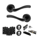 STATUS Texas Door Handle Pack (Euro Lock Set - 2.5" CE Sashlock, 4" Fire Rated Hinges x3) - Matt Black - ADPS35RMB22 - Choice Handles